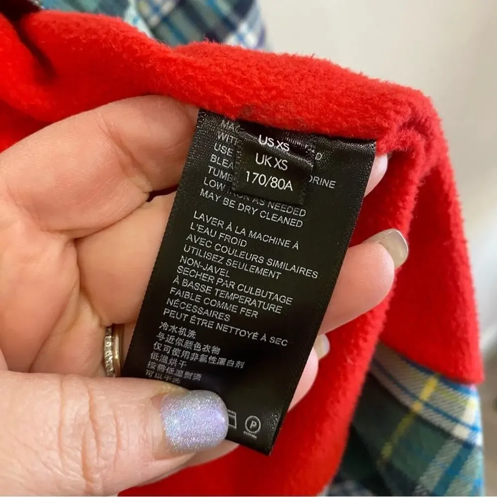 BDG | Oversized Flannel Plaid Shacket Red Fleece Lined Size XS - Picture 4 of 9